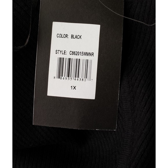New Devotion by Cyrus Dolman Sleeve Ribbed Center Seam Sweater Black Size 1X - Picture 5 of 9